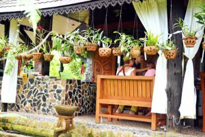 Cooking class in a tropical garden setting